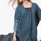 Petrol blue organic cotton tunic for women SHADI