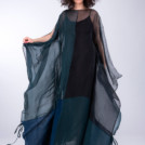 Robe Djellaba bleu canard en soie et coton bio MONSUN – Image 2