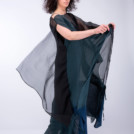Robe Djellaba bleu canard en soie et coton bio MONSUN – Image 4