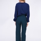 Pantalon bleu canard large en coton bio pour femme ATRIA – Image 3