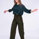 Khaki large organic cotton trousers for women ATRIA