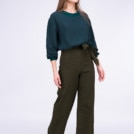 Khaki large organic cotton trousers for women ATRIA - Image 2