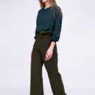 Khaki large organic cotton trousers for women ATRIA - Image 3