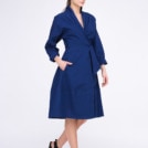 Robe bleu cobalt cache-cœur en coton bio POLARIS – Image 3