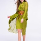 Green silk kimono dress WEZEN - Image 2