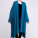 Peacock blue large wool kimono coat for women MIMAS - Image 2