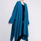 Peacock blue large wool kimono coat for women MIMAS - Image 3
