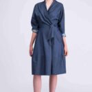 Blue wrap dress coat LAUREN - Image 3