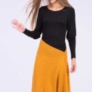 Yellow flaired wool skirt STEP