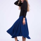 Jupe bleu marine évasée en laine STEP
