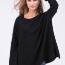 Black oversized large wool sweater for women ALASKA