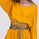 Ceinture en tissu jaune et gris pour femme OBI-13