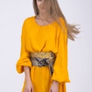 Yellow and blue fabric belt for women OBI-22