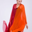 Red orange silk shawl-tunic OWOW - Image 2