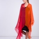 Red orange silk shawl-tunic OWOW - Image 3