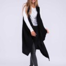 Gilet noir long en laine pour femme NUUK – Image 3