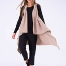 Gilet beige long en laine pour femme NUUK – Image 3