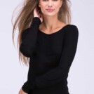 Black long-sleeved T-shirt in viscose jersey for women TAYGA