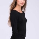 Black long-sleeved T-shirt in viscose jersey for women TAYGA - Image 2
