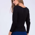 Black long-sleeved T-shirt in viscose jersey for women TAYGA - Image 3