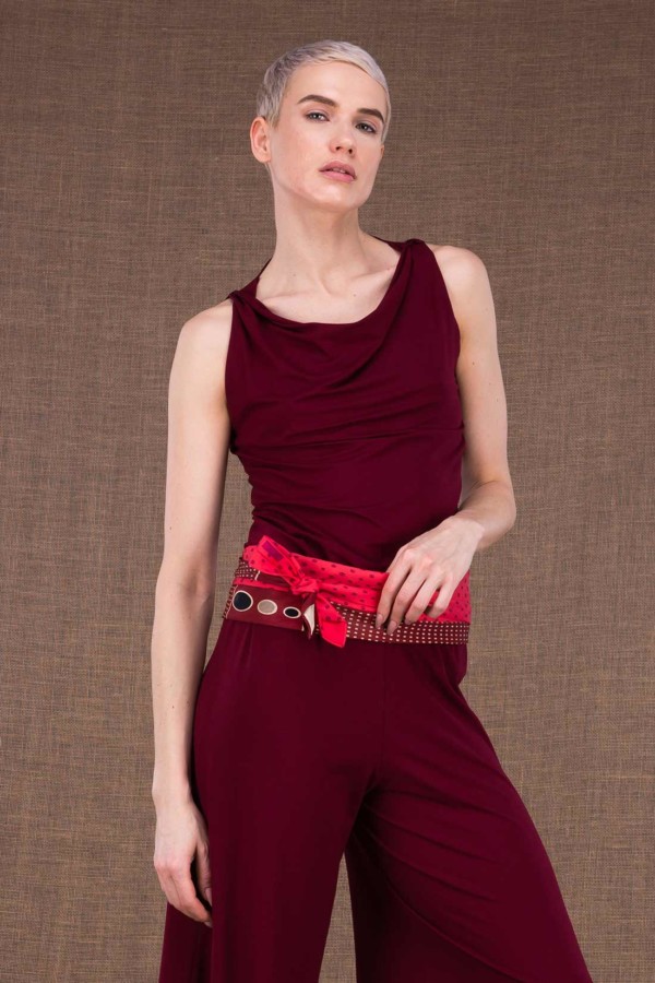 Red/Burgundy Vintage Silk Belt