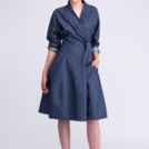Blue wrap dress coat LAUREN