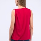 Red draped cowl neck viscose jersey top for women PARISA - Image 4