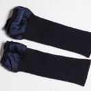 Navy blue wool and silk mittens for women BIJOU