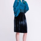 Peacock blue wool and silk mittens for women BIJOU - Image 4