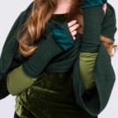 Green wool and silk mittens for women BIJOU