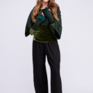 Green wool and silk mittens for women BIJOU - Image 2