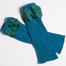 Peacock blue wool and silk mittens for women BIJOU - Image 5