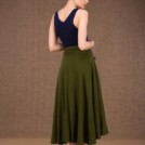 Arial jupe evasee mi longue portefeuille khaki en coton - 3