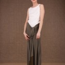 Blizzair long olive skirt in viscose knit -2
