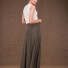 Blizzair long olive skirt in viscose knit -4