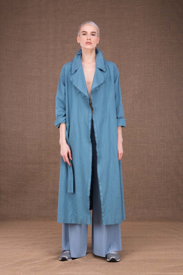 Bogart sky blue cotton trench coat - 1