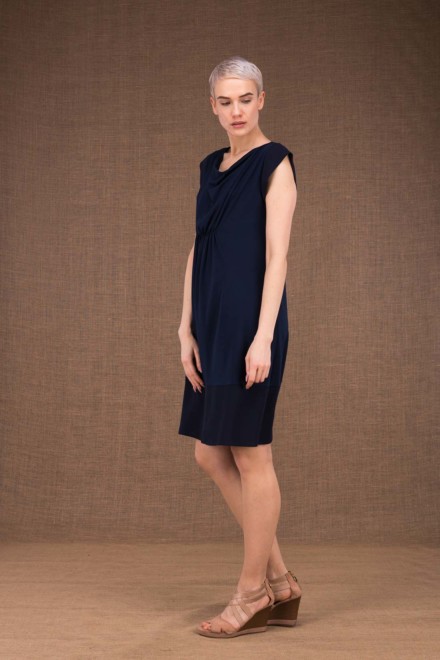 Gipsy dress mid short dark blue viscose knit - 2