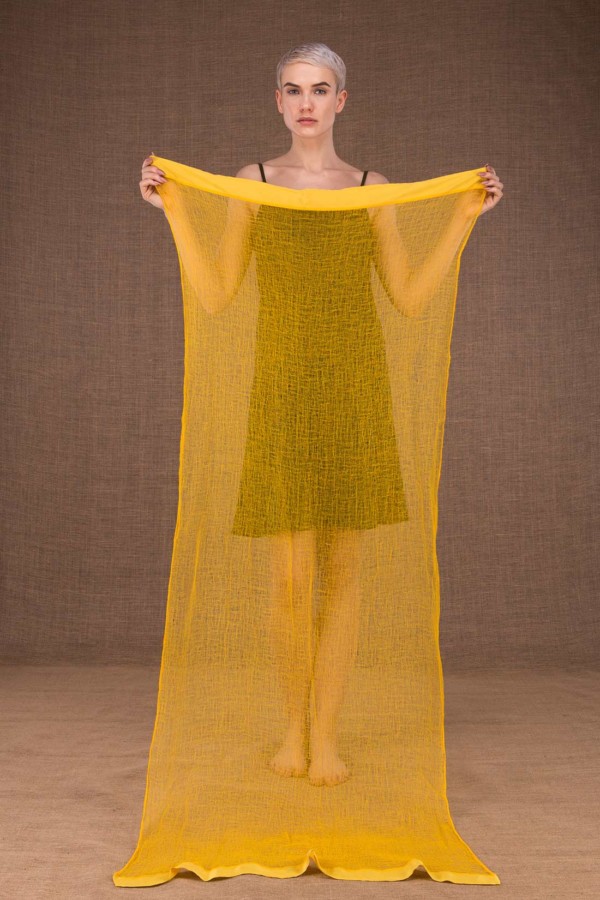 Sirro yellow shawl in cotton gauze - 3