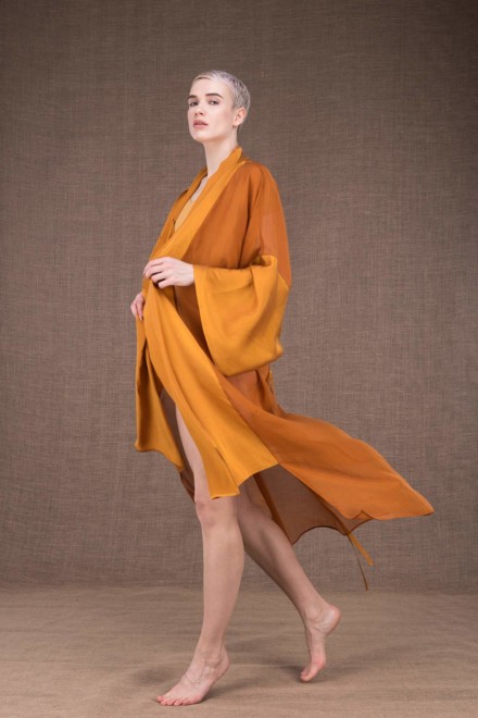 Wezen Saffron silk kimono - 1