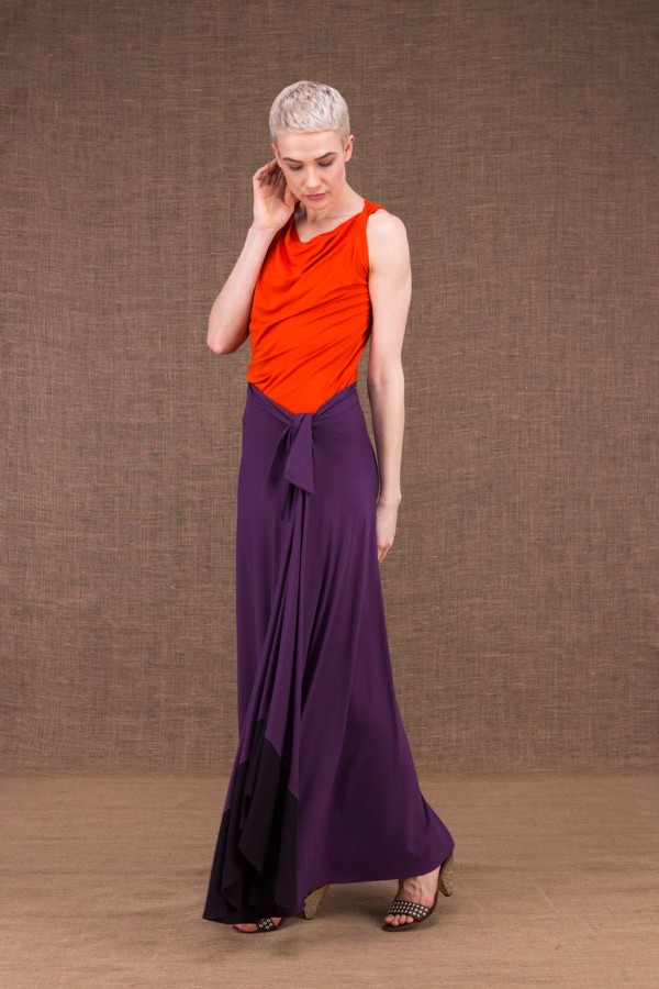 Blizzair plum long skirt in viscose knit - 2