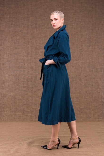 Bogart manteau trench bleu canard en coton - 3