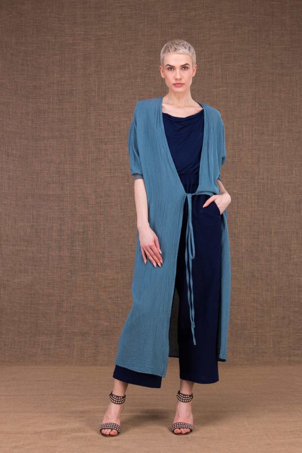 Gobi veste longue bleu en coton - 2
