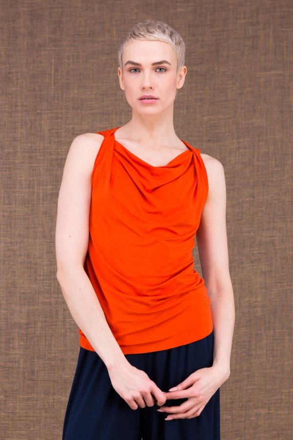 Parisa orange top in viscose knit - 1