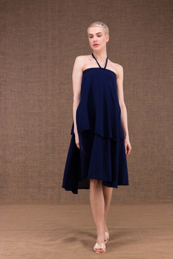 Arial robe bleu encre en coton - 1
