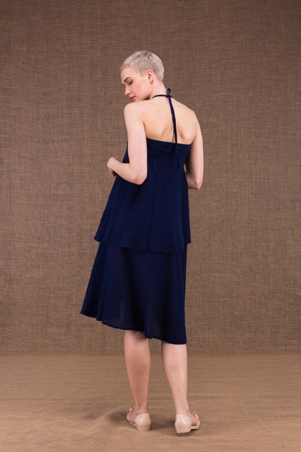 Arial robe bleu encre en coton - 3