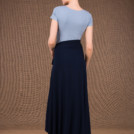 Blizzair jupe longue evasse portefeuille bleu fonce en coton - 3