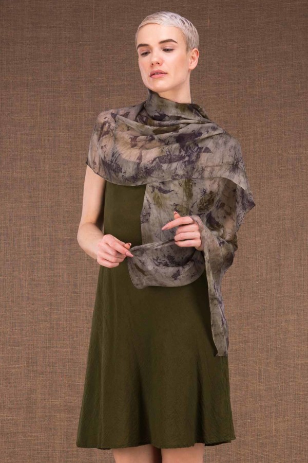 Bryza shawl eco print silk - 2