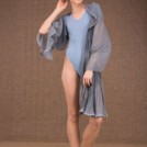 Cumulus shawl with gray blue silk sleeves - 1
