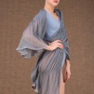 Cumulus shawl with gray blue silk sleeves - 2