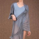 Cumulus shawl with gray blue silk sleeves - 3